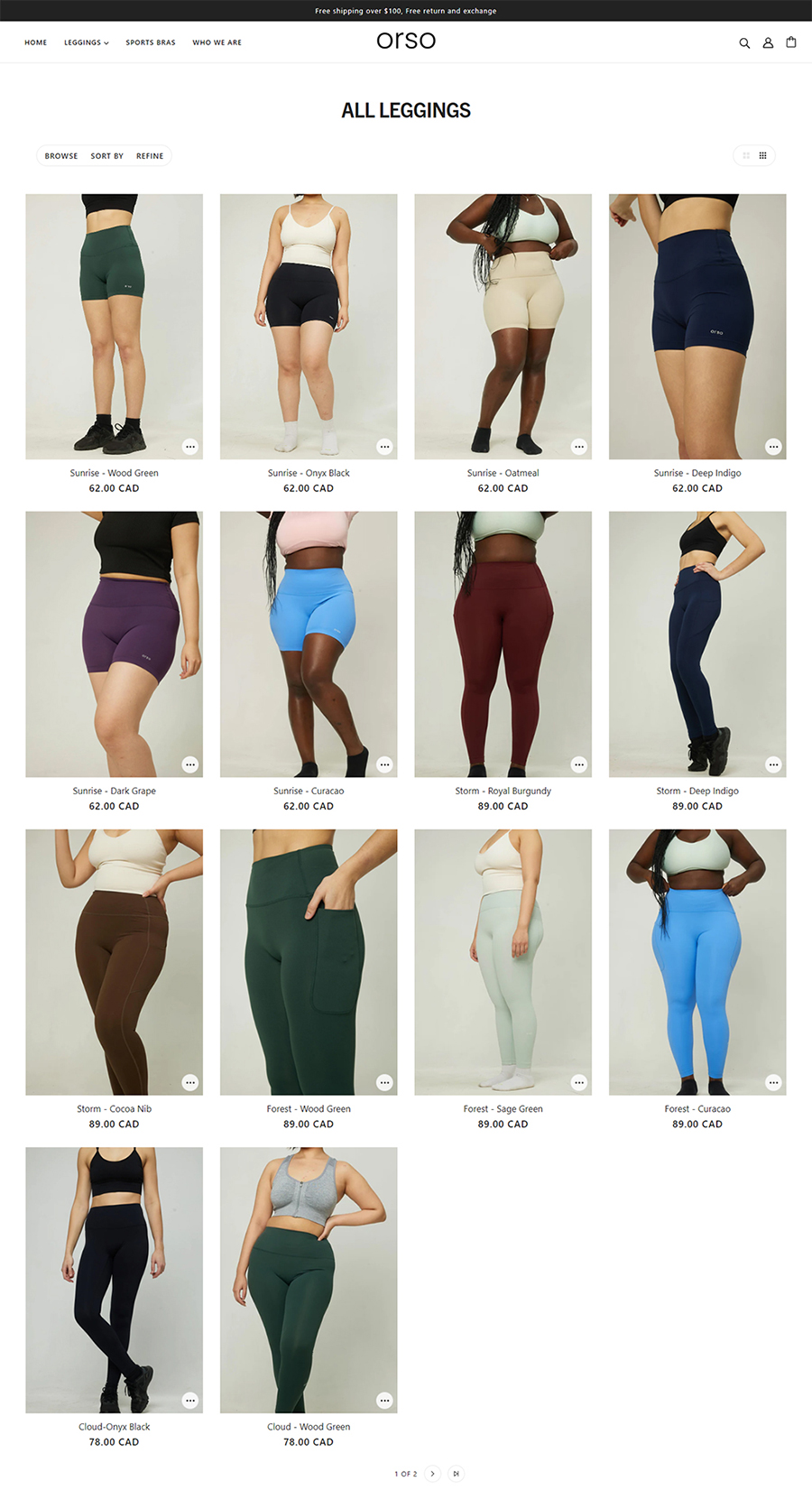 A screenshot of a ecommerce website showing category page