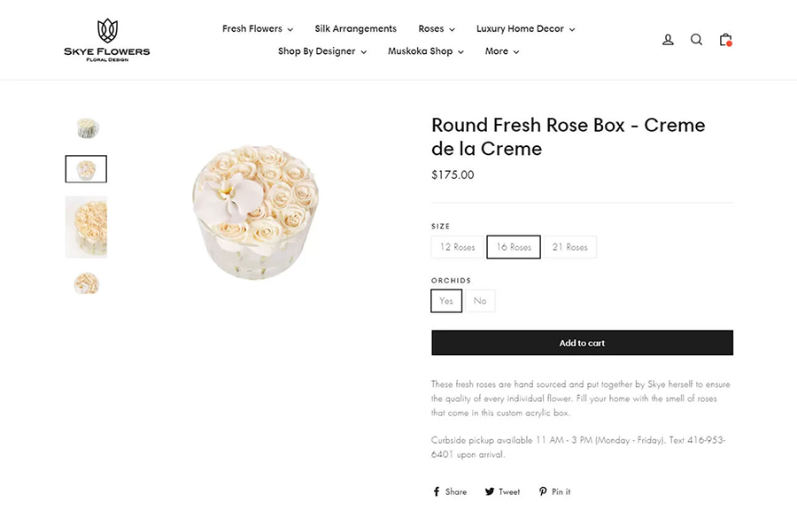 A screenshot of a ecommerce website showing price