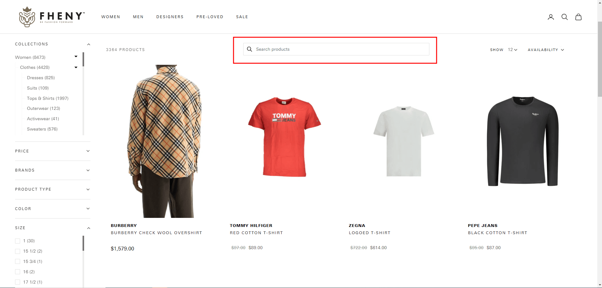 Prominent Search Bar within the Collections Page